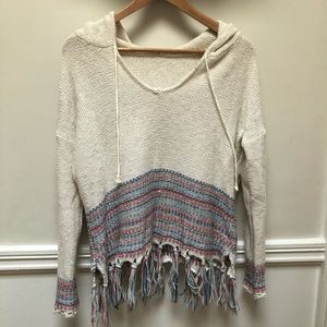 LoveStitch boho cotton fringed hooded sweater